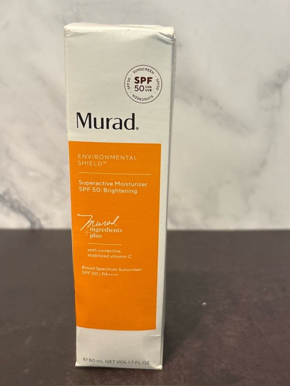 Murad SPF 50 Brightening Moisturizer - White & Orange Packaging